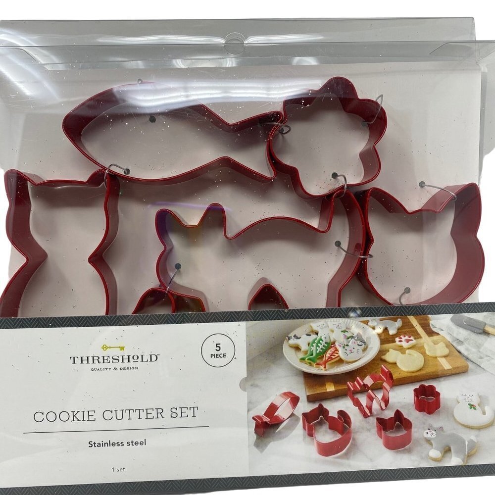 Threshold Cookie Cutter 5 Piece Stainless Steel Cat Theme Holiday Party